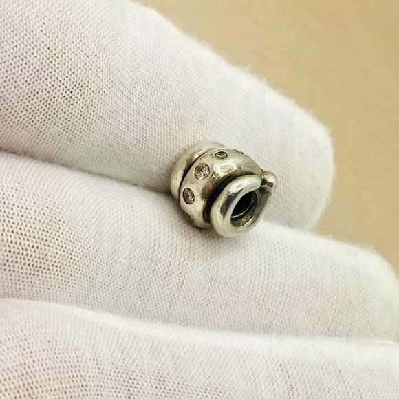 EUC Pandora 790328CCZ Sterling Silver Swirl w/ Champagne Zirconia - RARE - Picture 7 of 11